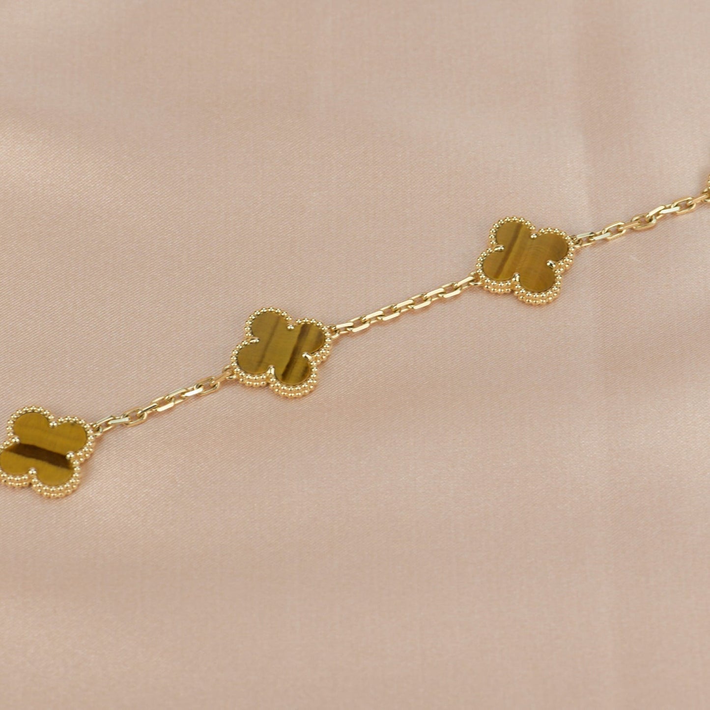 [Rose Jewelrys]CLOVER  5 MOTIFS TIGER EYE BRACELET