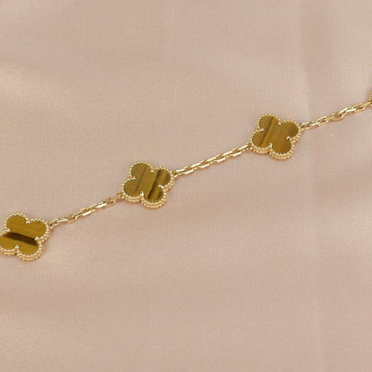 [Rose Jewelrys]CLOVER  5 MOTIFS TIGER EYE BRACELET