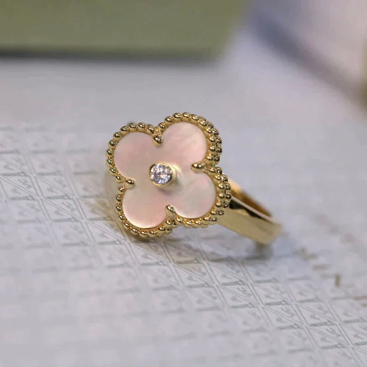 [Rose Jewelrys]CLOVER PINK MOP RING GOLD DIAMOND