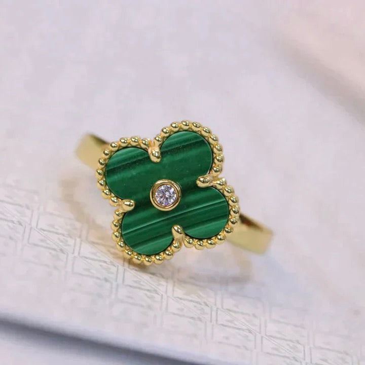 [Rose Jewelrys]CLOVER MALACHITE RING GOLD DIAMOND