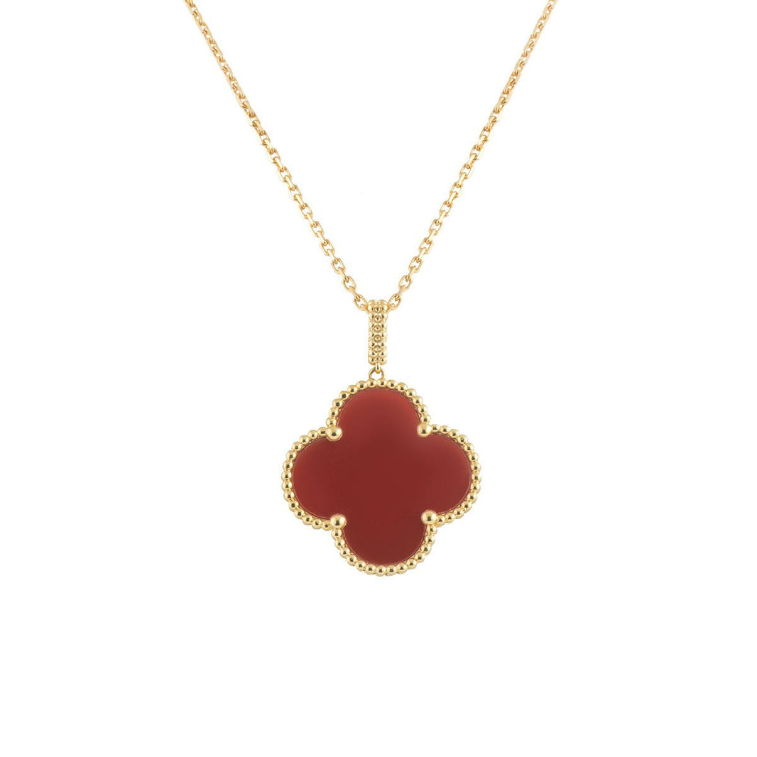 [🌹Rose💎]CLOVER 25MM NECKLACE GOLD CARNELIAN