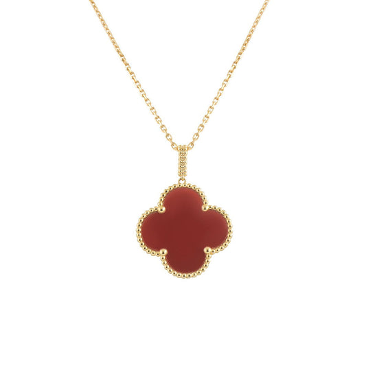 [Rose Jewelrys]CLOVER 25MM NECKLACE GOLD CARNELIAN