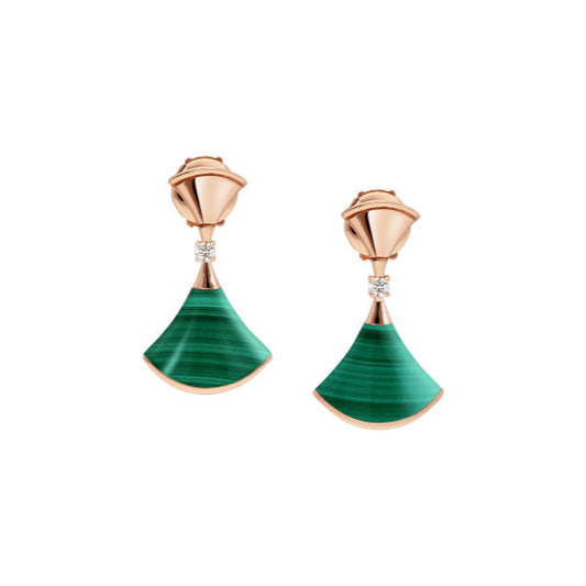 [Rose Jewelrys]DREAM MALACHITE PINK GOLD EARRINGS