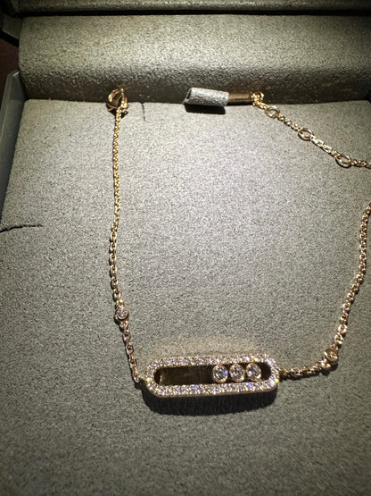 [🌹Rose💎]MIK 3 DIAMOND SLIDING NECKLACE, BRACELET SET