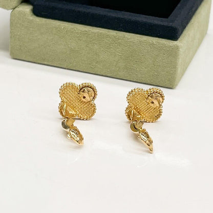 [🌹Rose💎]CLOVER MEDIUM 1 MOTIFS ROSE GOLD HOT STAMPING EARRINGS