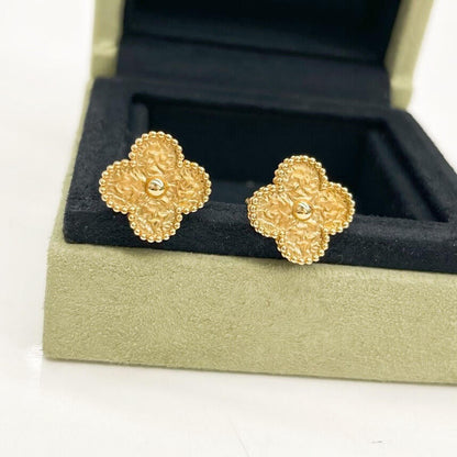 [🌹Rose💎]CLOVER MEDIUM 1 MOTIFS ROSE GOLD HOT STAMPING EARRINGS