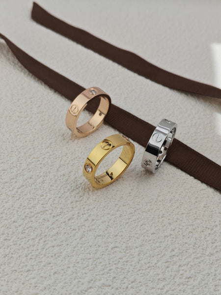 [🌹Rose💎]LOVE RING 4MM 1 DIAMOND GOLD