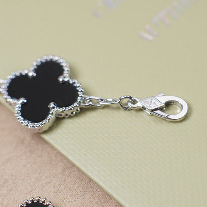 [Rose Jewelrys]CLOVER 5 MOTIF ONYXS  BRACELET SILVER