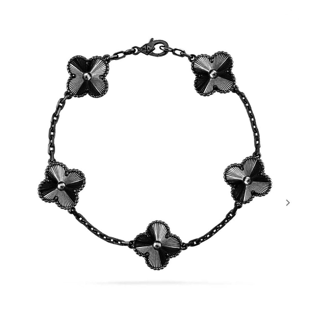 [🌹Rose💎]CLOVER 5 MOTIF BLACK BRACELET