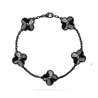 [🌹Rose💎]CLOVER 5 MOTIF BLACK BRACELET