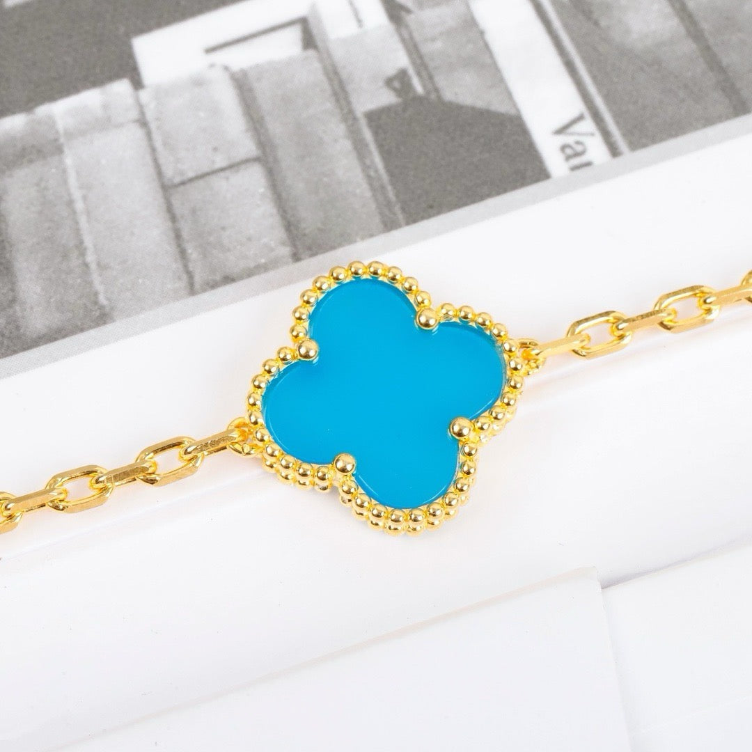 [Rose Jewelrys]CLOVER 5 MOTIFS TURQUOISE BRACELET