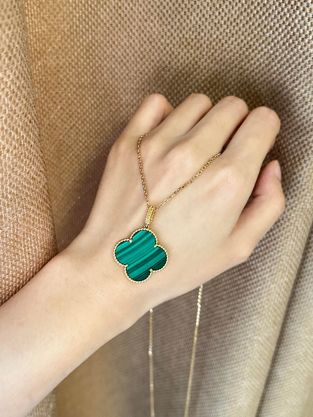 [🌹Rose💎]CLOVER 25MM NECKLACE MALACHITE GOLD