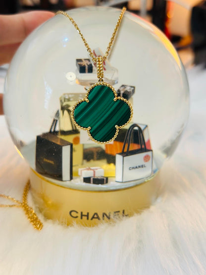 [🌹Rose💎]CLOVER 25MM NECKLACE MALACHITE GOLD