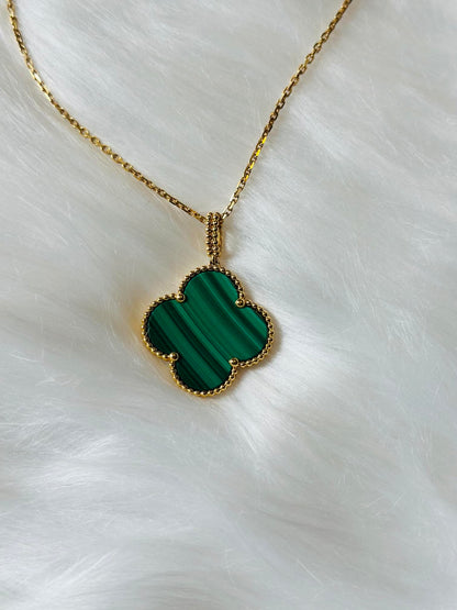 [🌹Rose💎]CLOVER 25MM NECKLACE MALACHITE GOLD