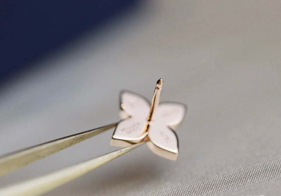 [Rose]STAR BLOSSOM STUD EARRINGS PINK GOLD DIAMONDS