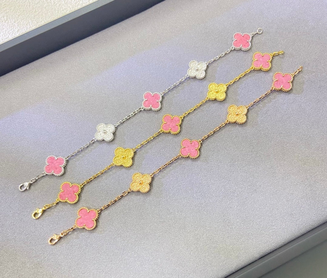 [🌹Rose💎]2025 NEW ROSE PINK INTERLEAVED GOLD 5-FLOWER BRACELET