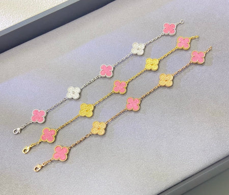 [🌹Rose💎]2025 NEW ROSE PINK INTERLEAVED GOLD 5-FLOWER BRACELET