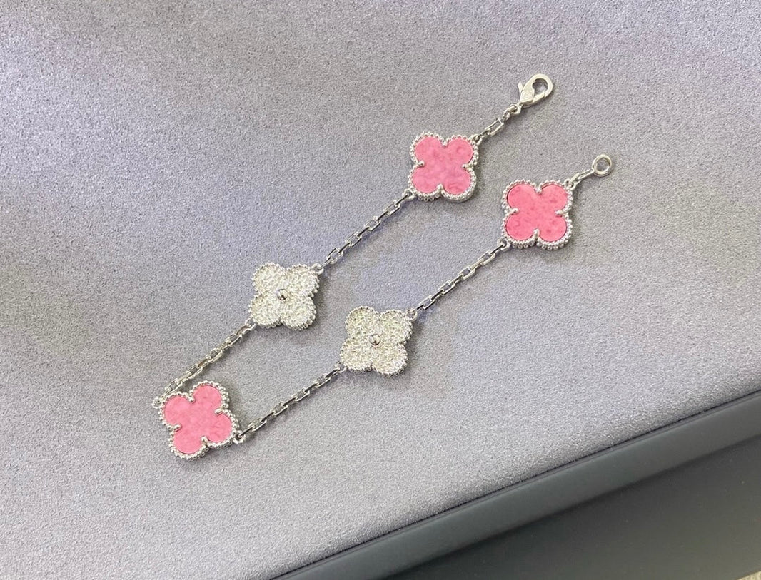 [🌹Rose💎]2025 NEW ROSE PINK INTERLEAVED GOLD 5-FLOWER BRACELET