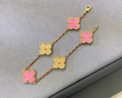 [🌹Rose💎]2025 NEW ROSE PINK INTERLEAVED GOLD 5-FLOWER BRACELET