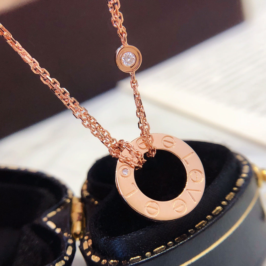 [Rose Jewelrys]LOVE NECKLACE 16MM 2 DIAMONDS