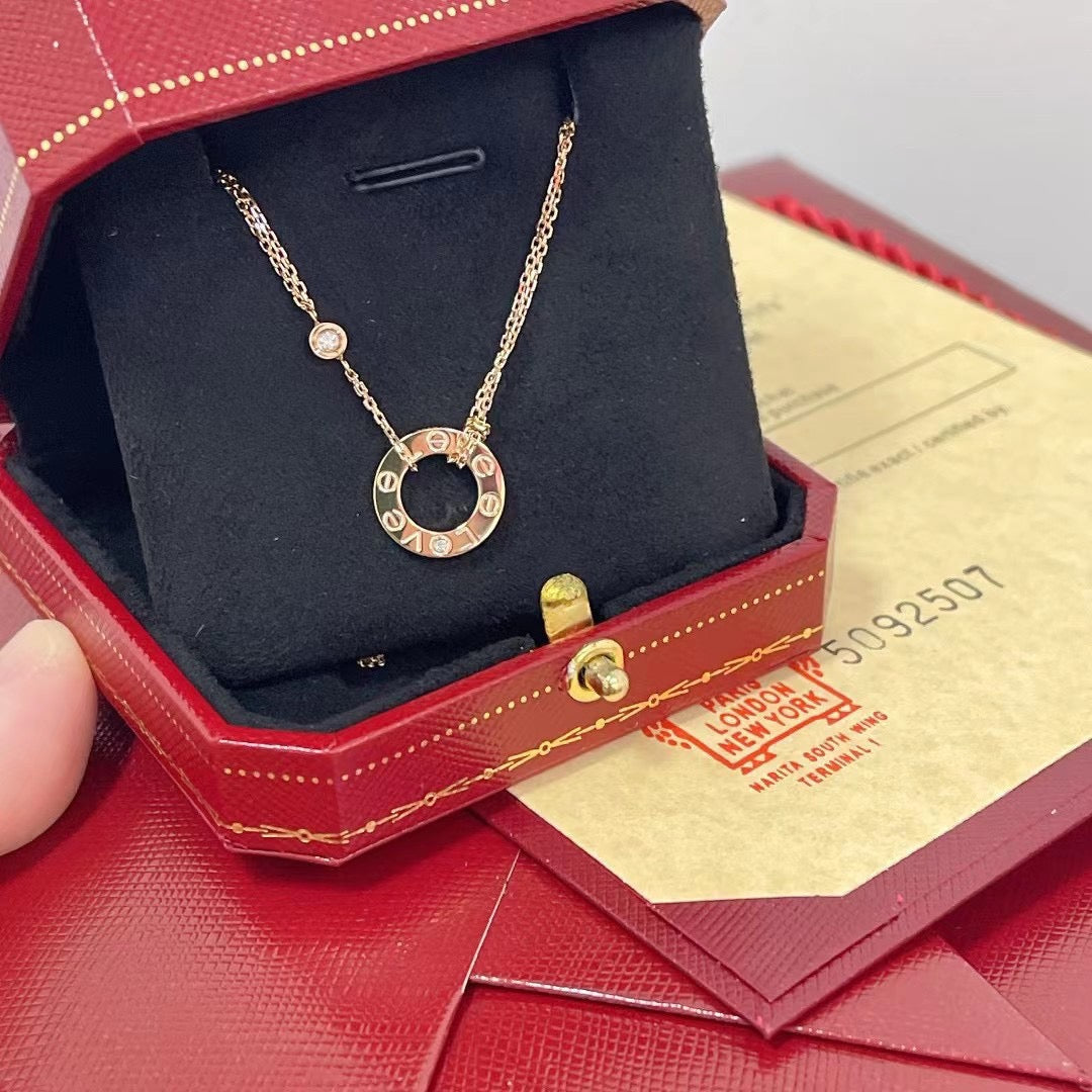 [Rose Jewelrys]LOVE NECKLACE 16MM 2 DIAMONDS
