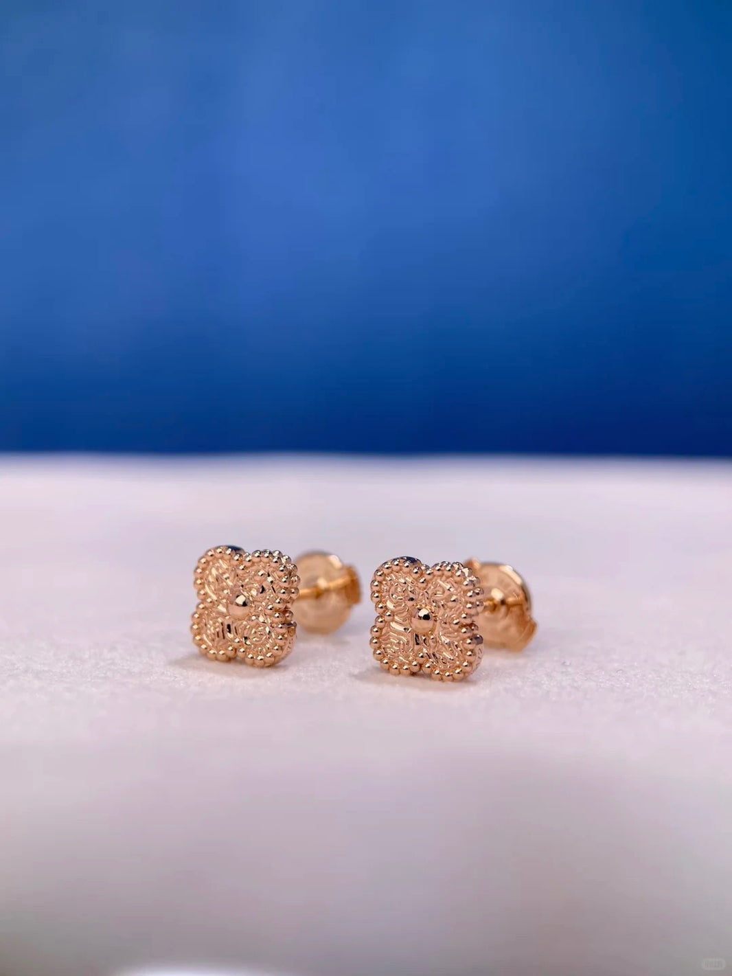 [🌹Rose💎] CLOVER 9.5MM 1 MOTIF ROSE GOLD HOT STAMPING EARRINGS