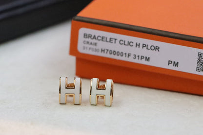 [🌹Rose💎]MINI POP H GOLD EARRINGS WHITE