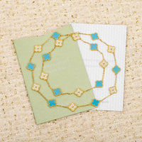 [🌹Rose💎]CLOVER 20 FLOWER SAPPHIRE WITH DIAMONDS NECKLACE