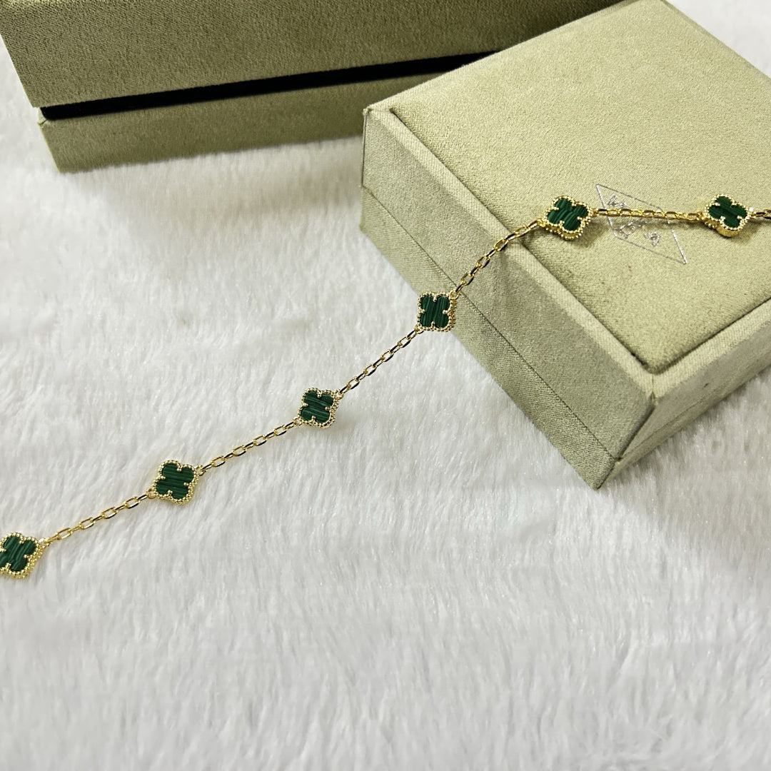 []CLOVER 6 MOTIF MALACHITE BRACELET