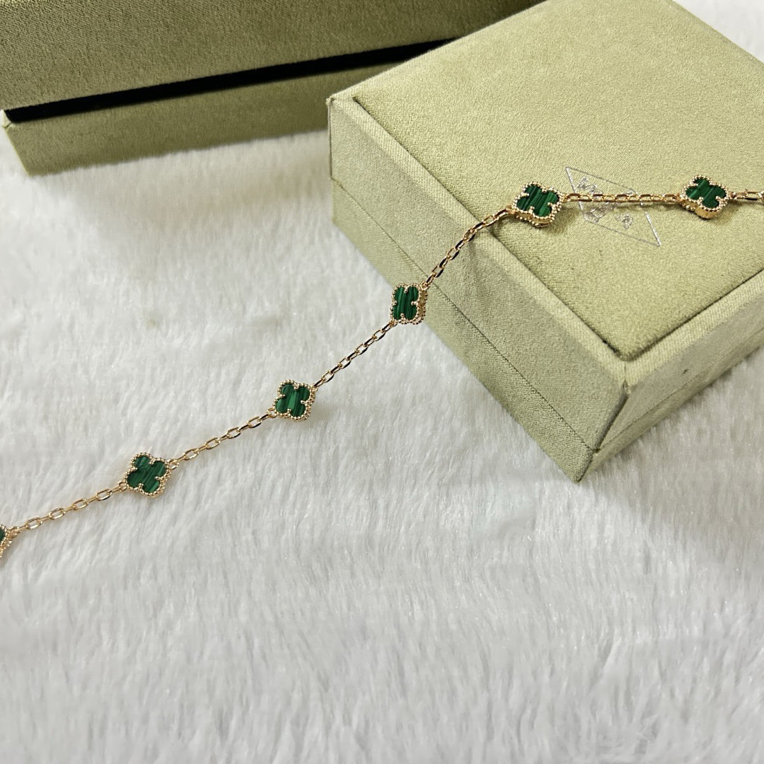 []CLOVER 6 MOTIF MALACHITE BRACELET