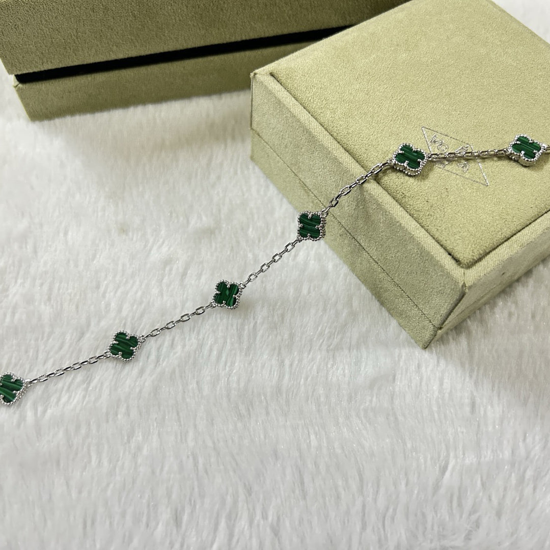 []CLOVER 6 MOTIF MALACHITE BRACELET