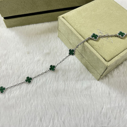 []CLOVER 6 MOTIF MALACHITE BRACELET