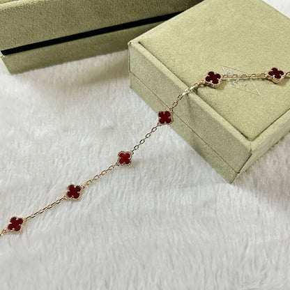 []CLOVER 6 MOTIF RED AGATE BRACELET