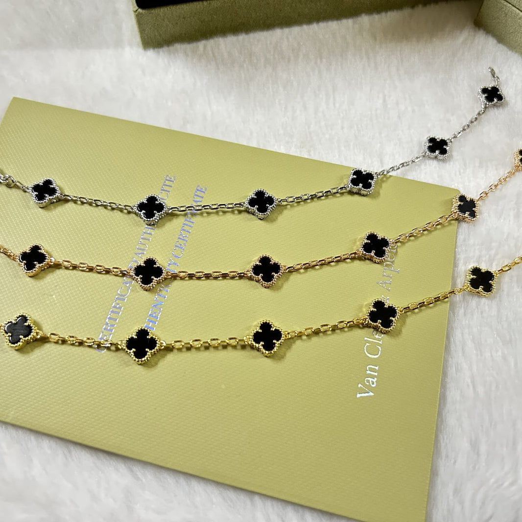 [🌹Rose💎]CLOVER 6 MOTIF  ONYXS BRACELET