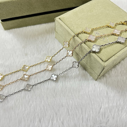 []CLOVER 6 MOTIF WHITE MOP BRACELET