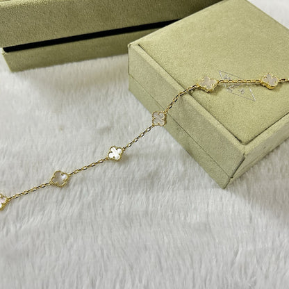 []CLOVER 6 MOTIF WHITE MOP BRACELET