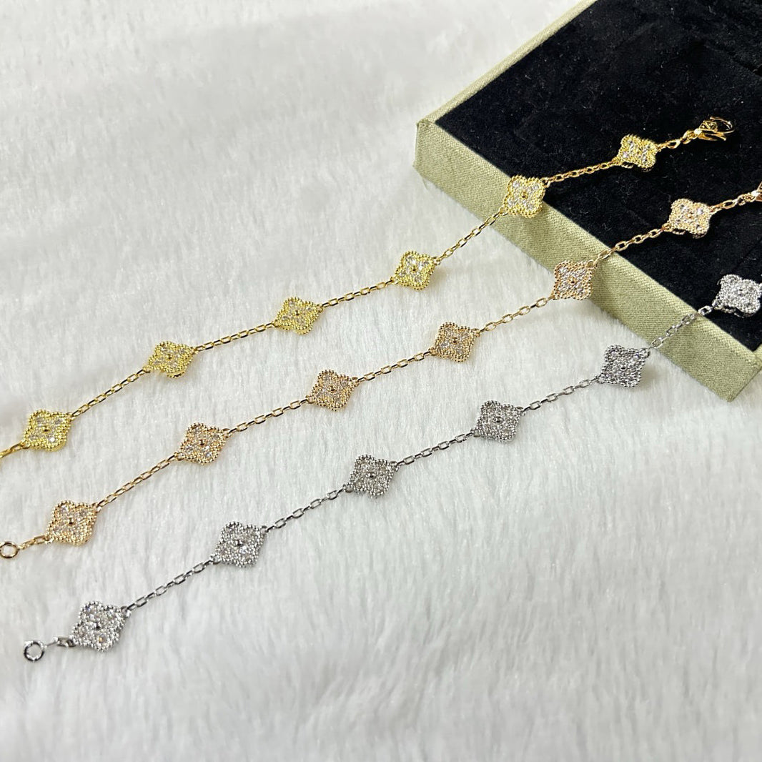 [🌹Rose💎]CLOVER 6 MOTIF DIAMOND BRACELET