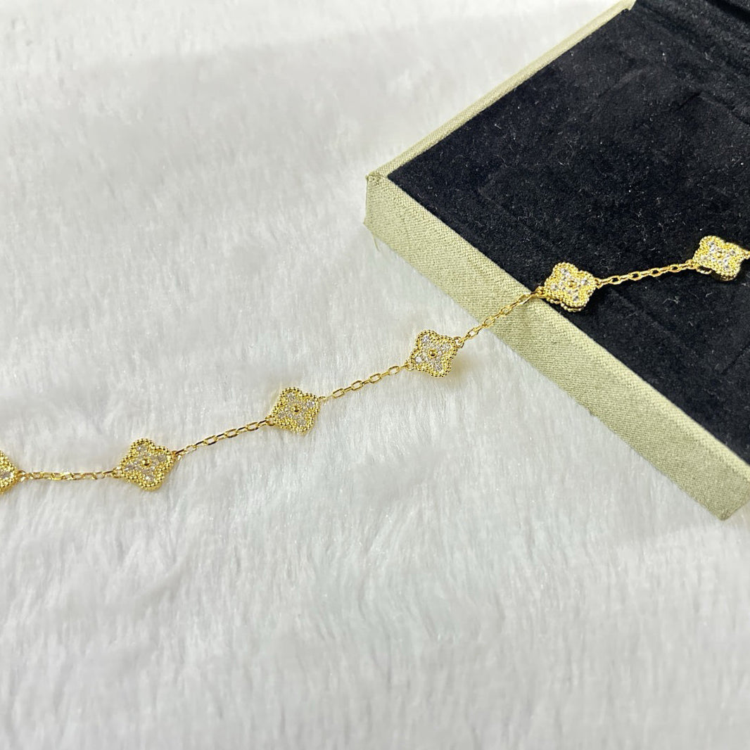 [🌹Rose💎]CLOVER 6 MOTIF DIAMOND BRACELET