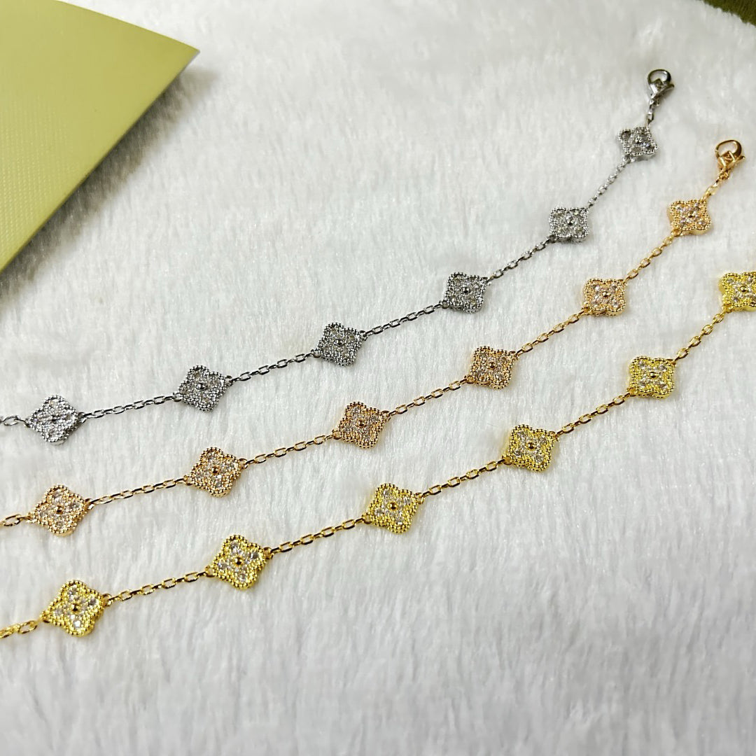 []CLOVER 6 MOTIF DIAMOND BRACELET