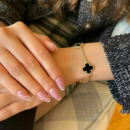 [Rose Jewelrys]CLOVER  5 MOTIFS BLACK ONYX BRACELET