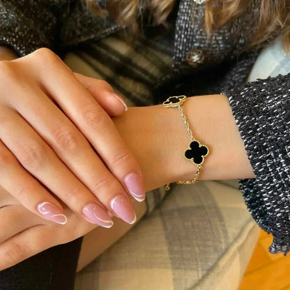 [Rose Jewelrys]CLOVER  5 MOTIFS BLACK ONYX BRACELET