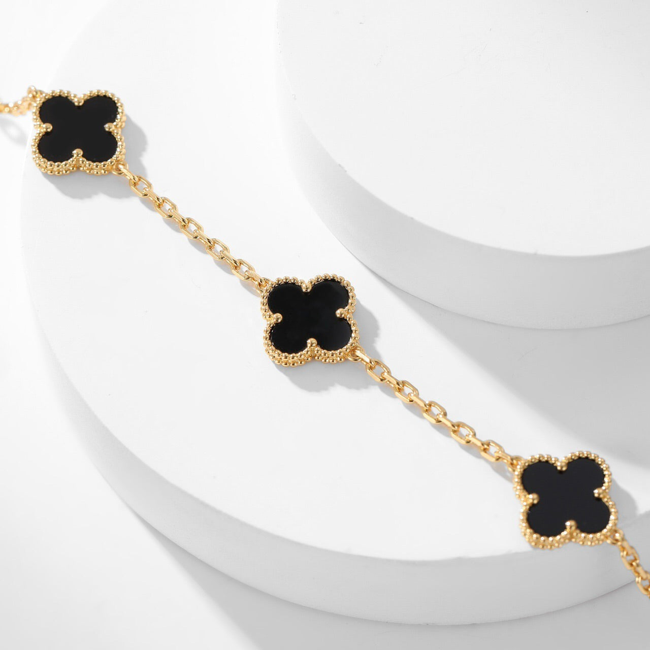 [Rose Jewelrys]CLOVER 10 MOTIFS ONYX NECKLACE