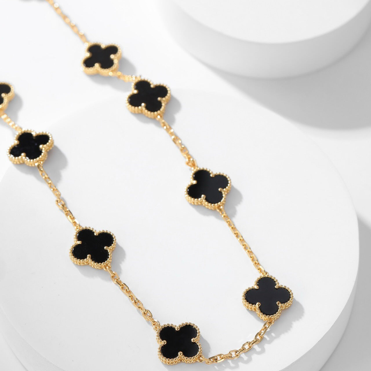 [Rose Jewelrys]CLOVER 10 MOTIFS ONYX NECKLACE