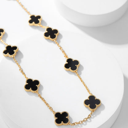 [Rose Jewelrys]CLOVER 10 MOTIFS ONYX NECKLACE
