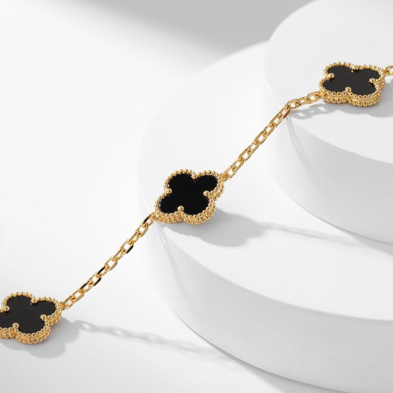 [Rose Jewelrys]CLOVER 10 MOTIFS ONYX NECKLACE