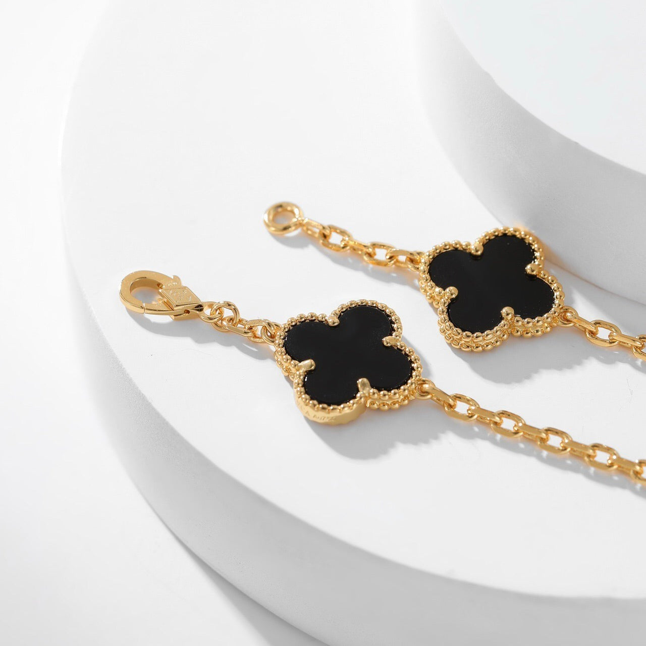 [Rose Jewelrys]CLOVER 10 MOTIFS ONYX NECKLACE