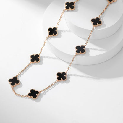 [Rose Jewelrys]CLOVER 10 MOTIFS ONYX NECKLACE