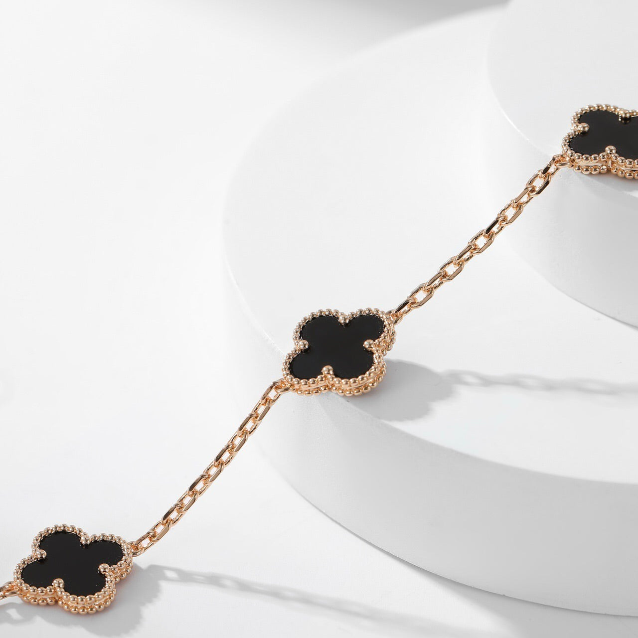 [Rose Jewelrys]CLOVER 10 MOTIFS ONYX NECKLACE