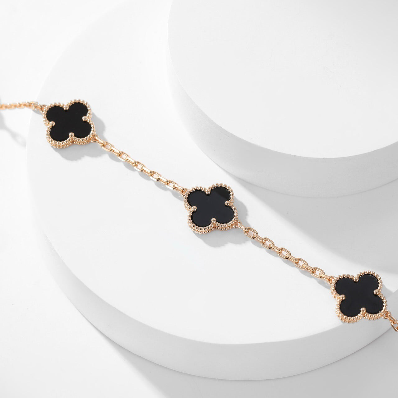 [Rose Jewelrys]CLOVER 10 MOTIFS ONYX NECKLACE