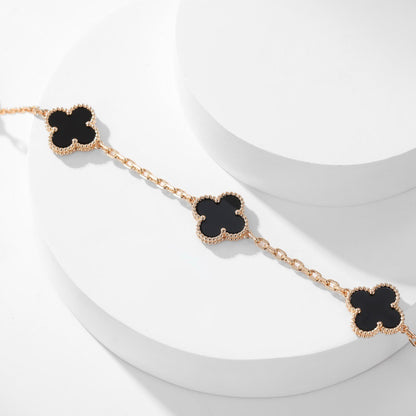 [Rose Jewelrys]CLOVER 10 MOTIFS ONYX NECKLACE